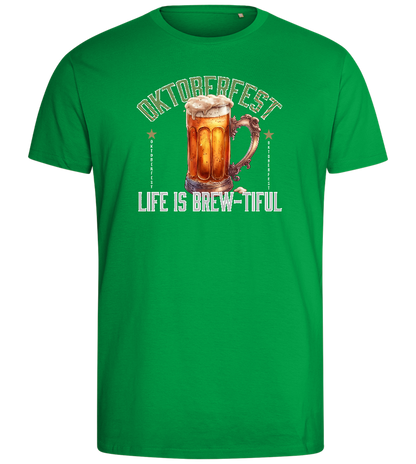 Life is Brew-tiful Design - Comfort men's fitted t-shirt_MEADOW GREEN_front