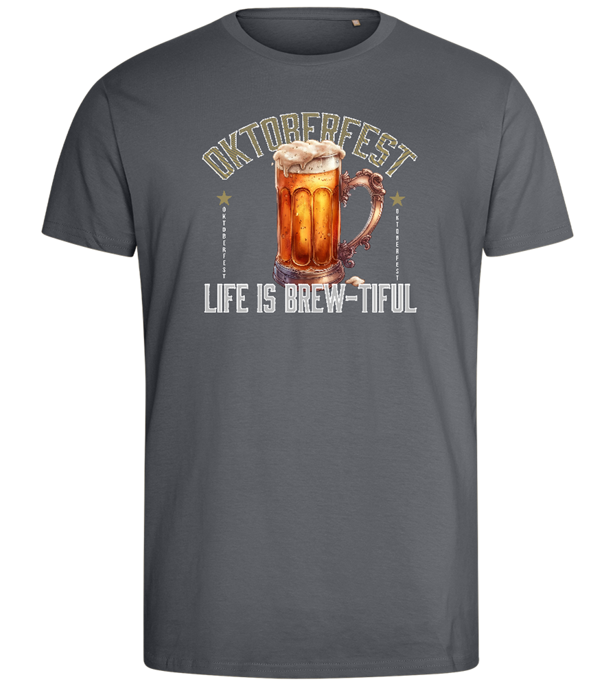 Life is Brew-tiful Design - Comfort men's fitted t-shirt_MOUSE GREY_front