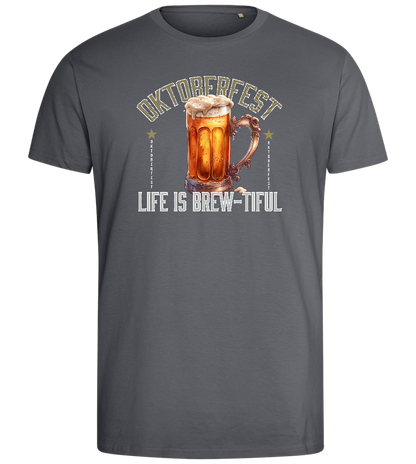 Life is Brew-tiful Design - Comfort men's fitted t-shirt_MOUSE GREY_front