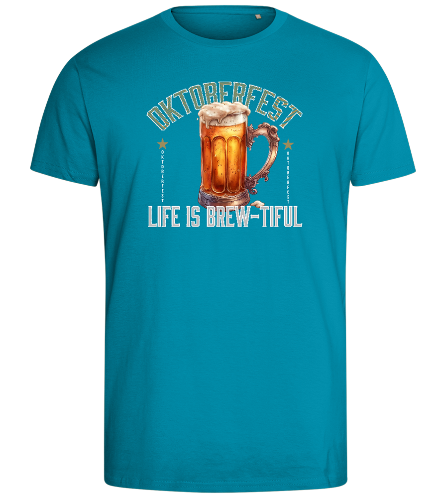 Life is Brew-tiful Design - Comfort men's fitted t-shirt_TURQUOISE_front