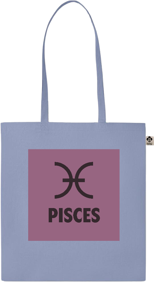 Zodiac Pisces Design - Essential colored organic cotton tote bag_BABY BLUE_front