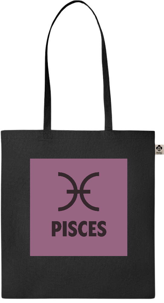 Zodiac Pisces Design - Essential colored organic cotton tote bag_BLACK_front