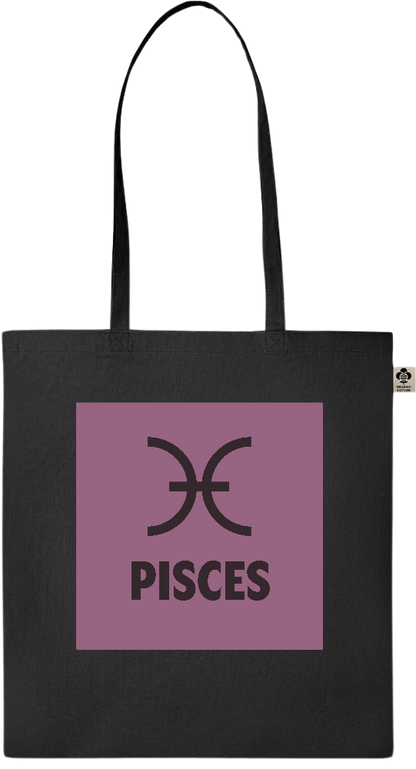 Zodiac Pisces Design - Essential colored organic cotton tote bag_BLACK_front