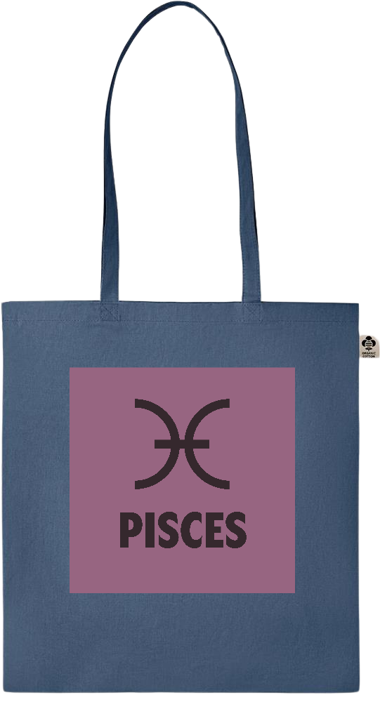 Zodiac Pisces Design - Essential colored organic cotton tote bag_BLUE_front