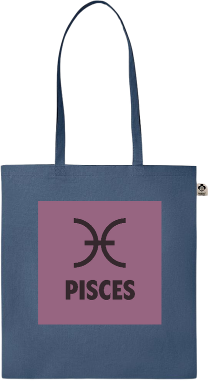 Zodiac Pisces Design - Essential colored organic cotton tote bag_BLUE_front