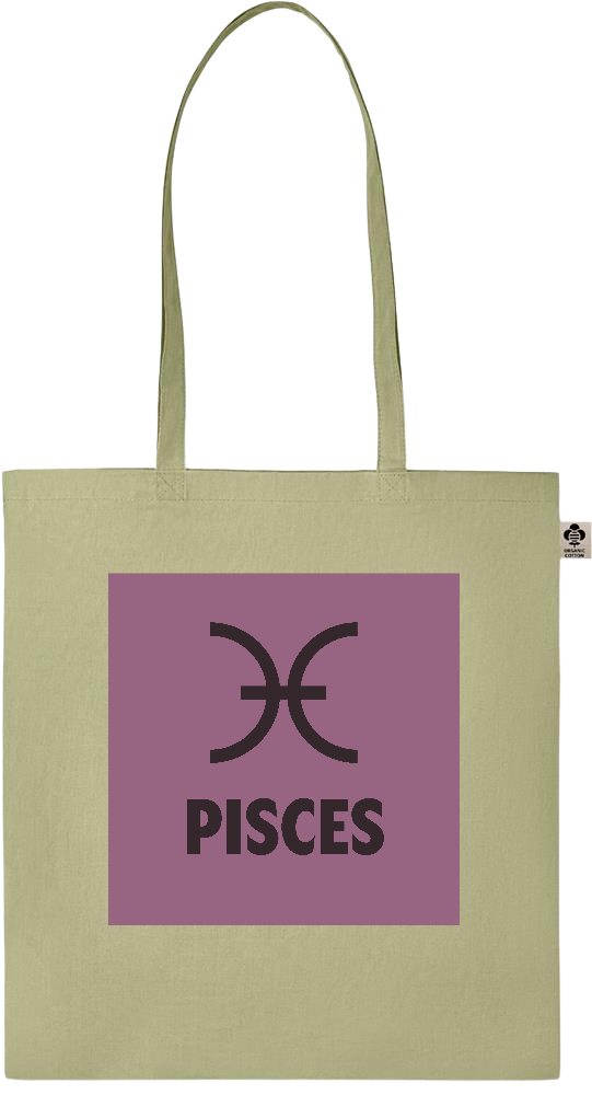 Zodiac Pisces Design - Essential colored organic cotton tote bag_GREEN_front