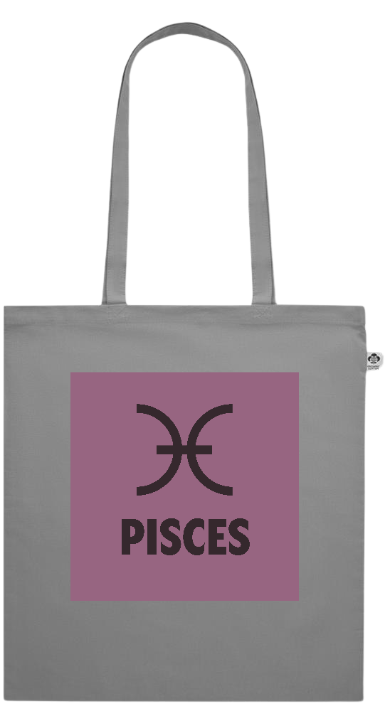 Zodiac Pisces Design - Essential colored organic cotton tote bag_GREY_front