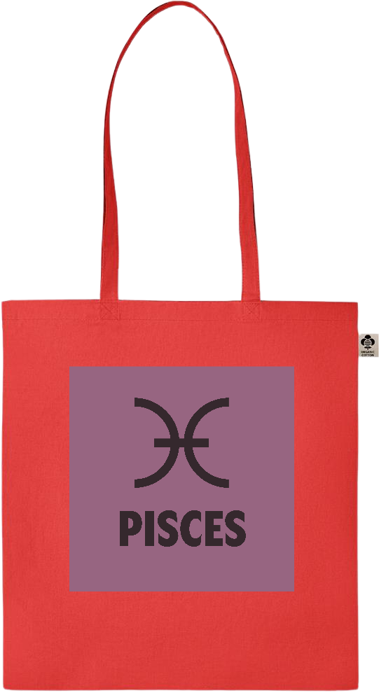 Zodiac Pisces Design - Essential colored organic cotton tote bag_RED_front