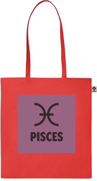 Zodiac Pisces Design - Essential colored organic cotton tote bag_RED_front