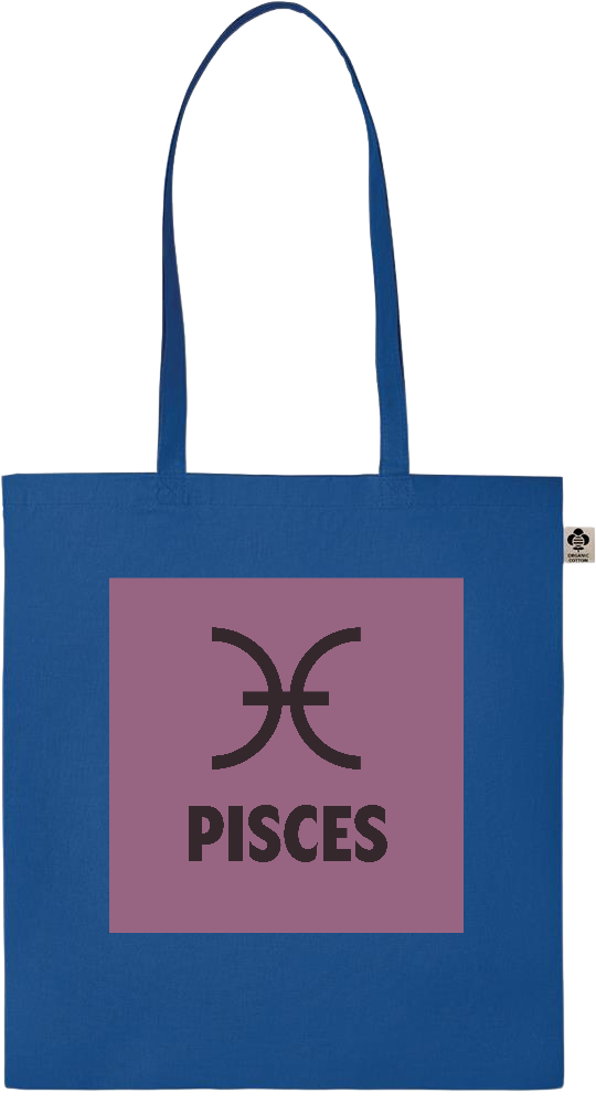 Zodiac Pisces Design - Essential colored organic cotton tote bag_ROYAL BLUE_front