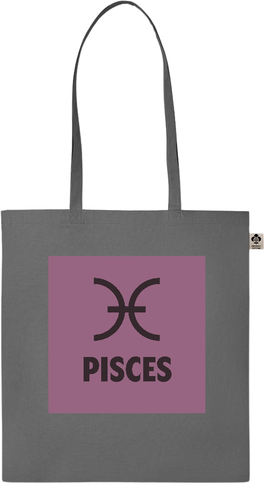 Zodiac Pisces Design - Essential colored organic cotton tote bag_STONE GREY_front