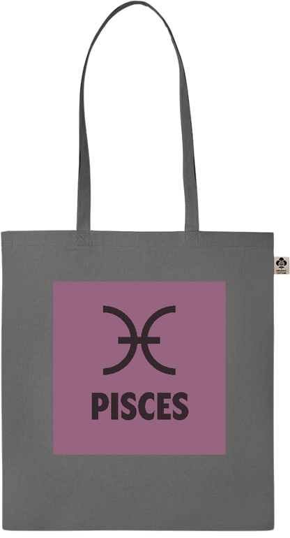 Zodiac Pisces Design - Essential colored organic cotton tote bag_STONE GREY_front