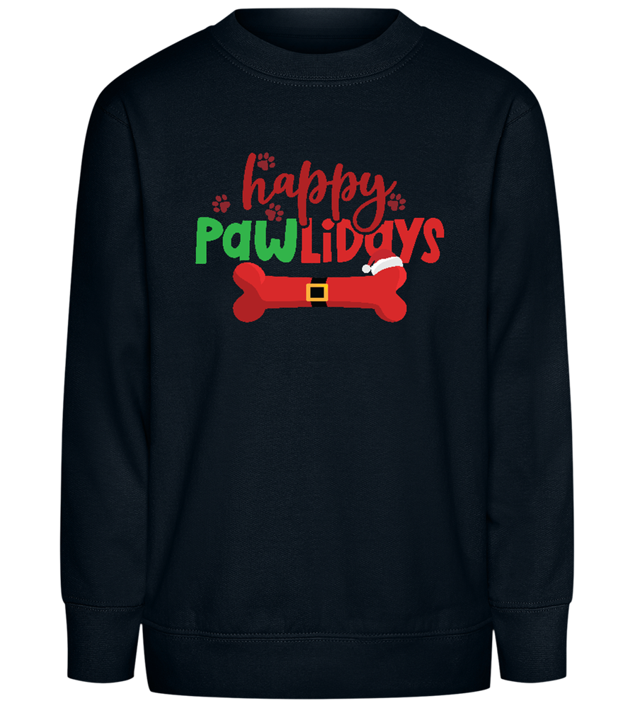 Happy Pawlidays Design - Comfort Kids Sweater_BLACK_front