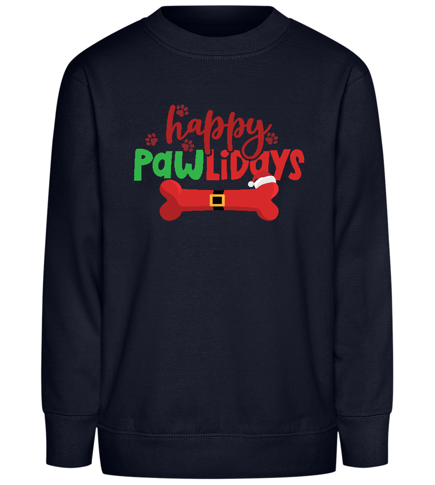 Happy Pawlidays Design - Comfort Kids Sweater_FRENCH NAVY_front