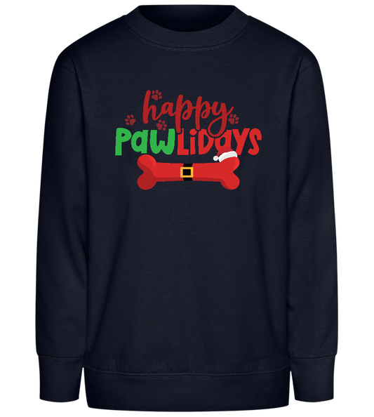 Happy Pawlidays Design - Comfort Kids Sweater_FRENCH NAVY_front