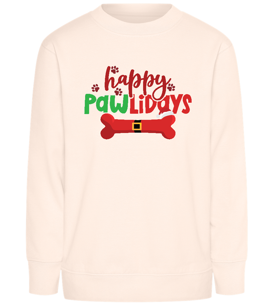 Happy Pawlidays Design - Comfort Kids Sweater_LIGHT PEACH ROSE_front