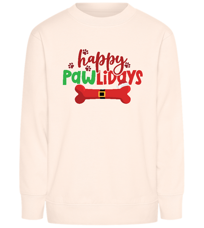 Happy Pawlidays Design - Comfort Kids Sweater_LIGHT PEACH ROSE_front