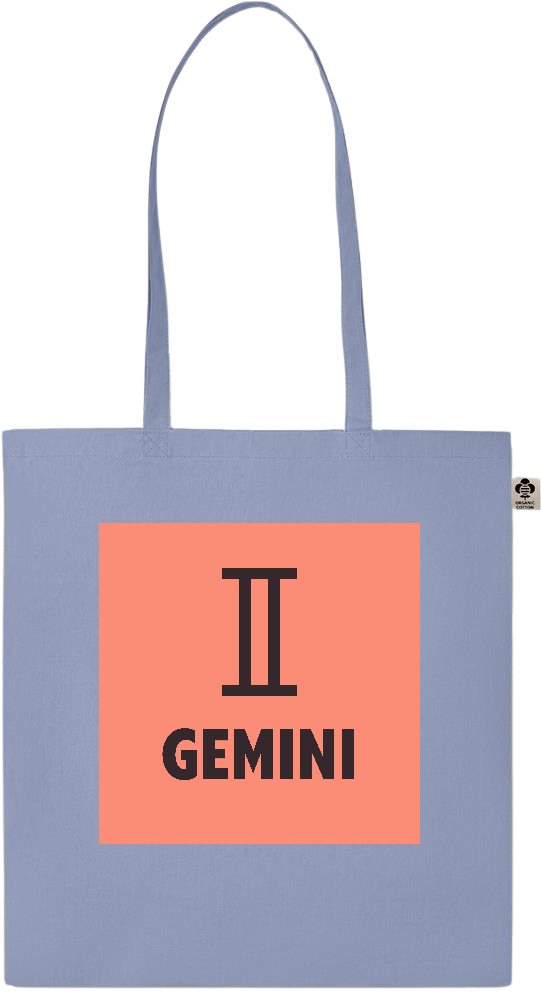 Zodiac Gemini Design - Essential colored organic cotton tote bag_BABY BLUE_front