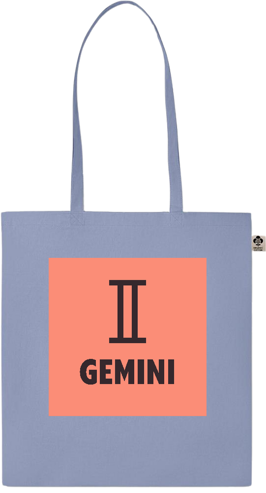 Zodiac Gemini Design - Essential colored organic cotton tote bag_BABY BLUE_front