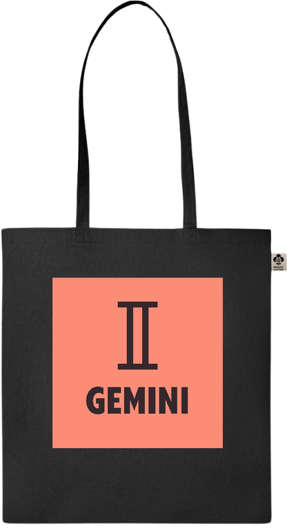 Zodiac Gemini Design - Essential colored organic cotton tote bag_BLACK_front