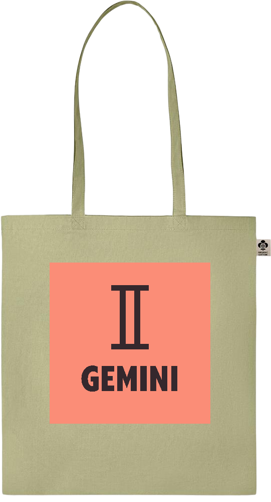 Zodiac Gemini Design - Essential colored organic cotton tote bag_GREEN_front