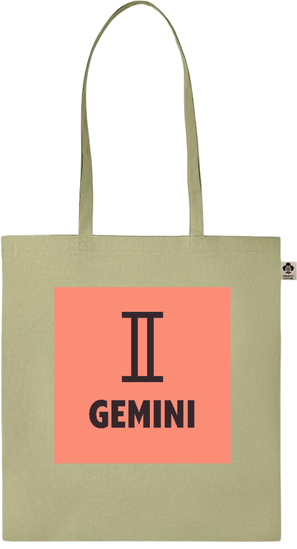 Zodiac Gemini Design - Essential colored organic cotton tote bag_GREEN_front