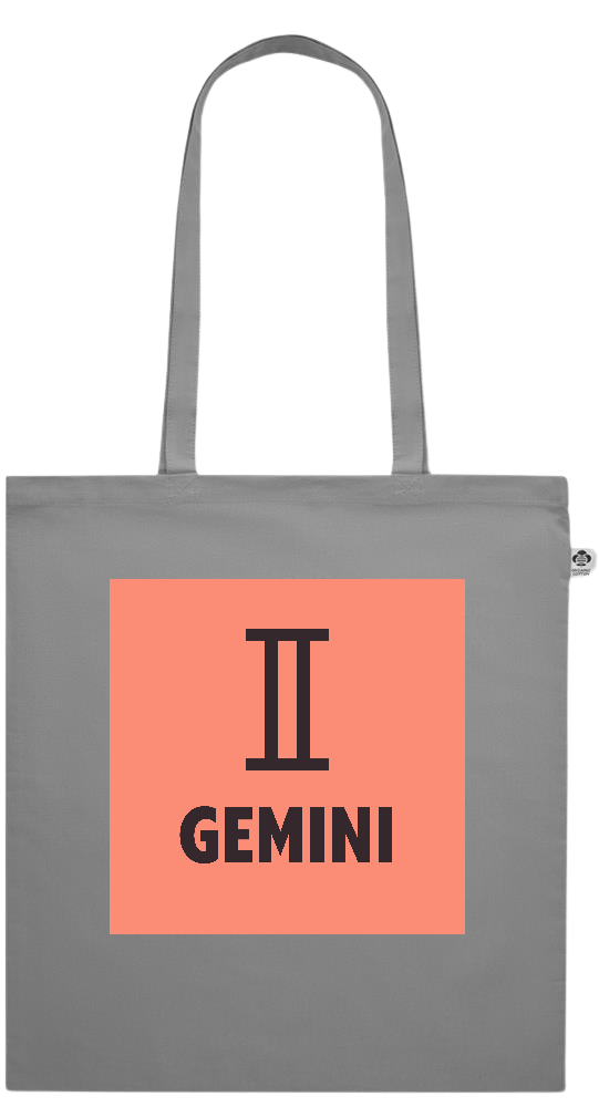 Zodiac Gemini Design - Essential colored organic cotton tote bag_GREY_front