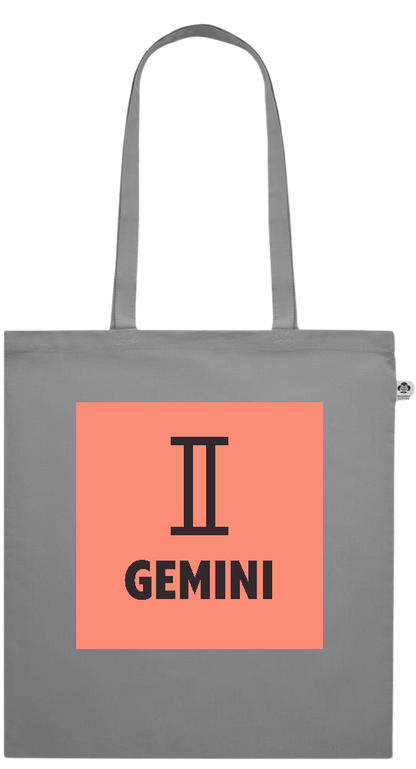 Zodiac Gemini Design - Essential colored organic cotton tote bag_GREY_front