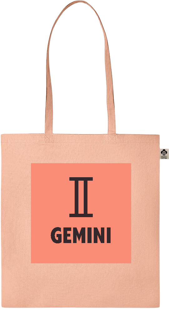 Zodiac Gemini Design - Essential colored organic cotton tote bag_ORANGE_front