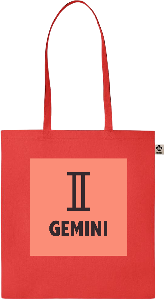 Zodiac Gemini Design - Essential colored organic cotton tote bag_RED_front