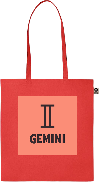 Zodiac Gemini Design - Essential colored organic cotton tote bag_RED_front