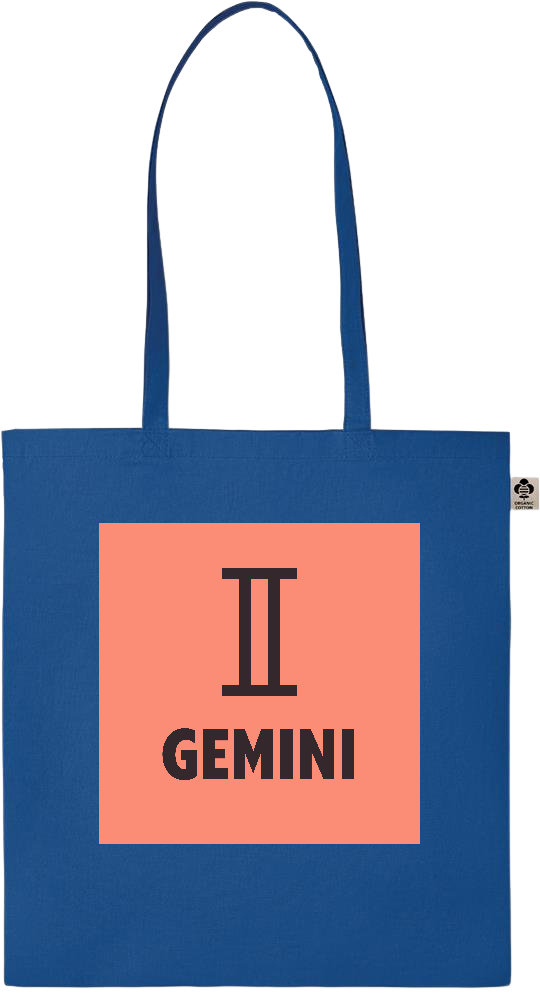 Zodiac Gemini Design - Essential colored organic cotton tote bag_ROYAL BLUE_front