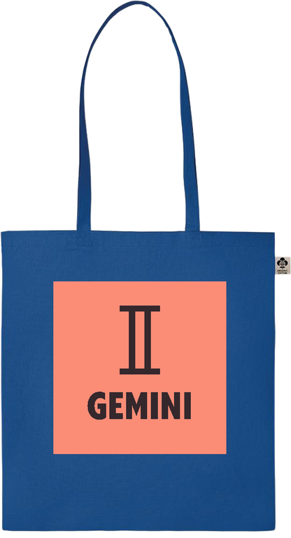 Zodiac Gemini Design - Essential colored organic cotton tote bag_ROYAL BLUE_front