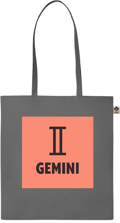 Zodiac Gemini Design - Essential colored organic cotton tote bag_STONE GREY_front