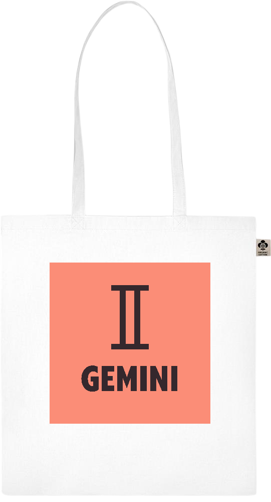 Zodiac Gemini Design - Essential colored organic cotton tote bag_WHITE_front