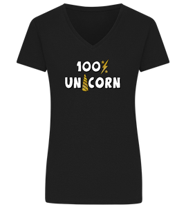 100 Percent Unicorn Design - Premium women's v-neck t-shirt