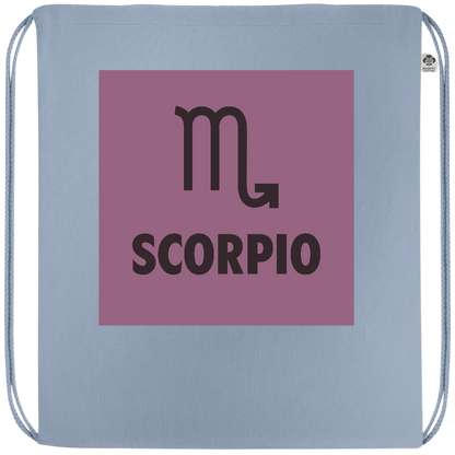 Zodiac Scorpio Design - Premium colored organic cotton drawstring bag_BABY BLUE_front