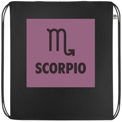 Zodiac Scorpio Design - Premium colored organic cotton drawstring bag_BLACK_front