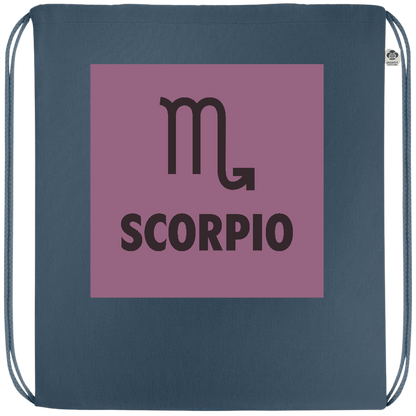 Zodiac Scorpio Design - Premium colored organic cotton drawstring bag_BLUE_front