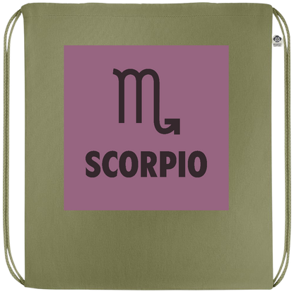 Zodiac Scorpio Design - Premium colored organic cotton drawstring bag_GREEN_front