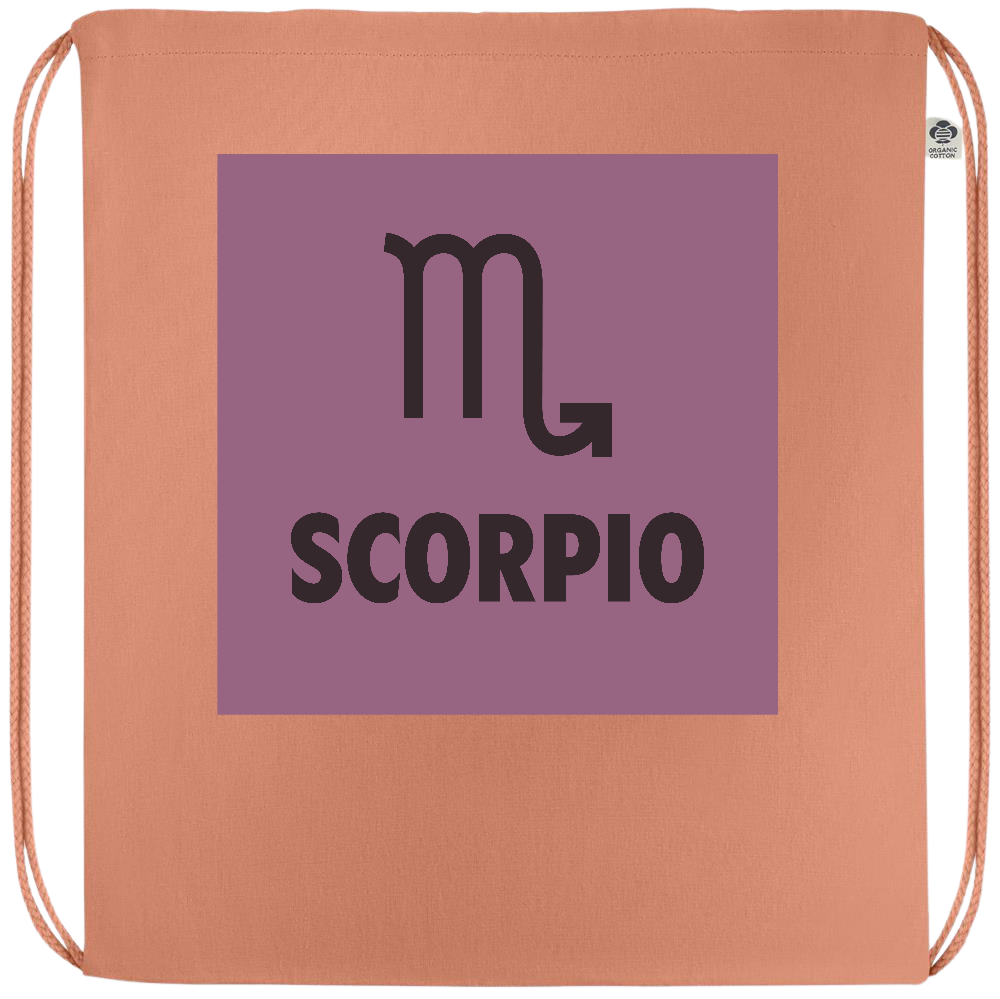 Zodiac Scorpio Design - Premium colored organic cotton drawstring bag_ORANGE_front