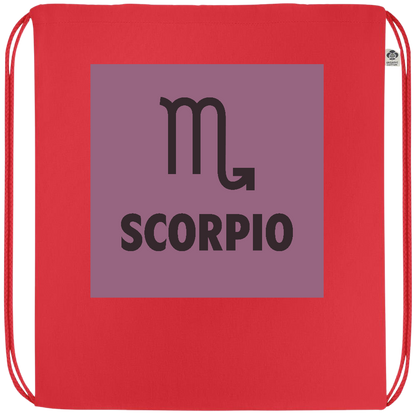 Zodiac Scorpio Design - Premium colored organic cotton drawstring bag_RED_front