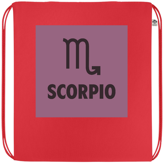 Zodiac Scorpio Design - Premium colored organic cotton drawstring bag_RED_front