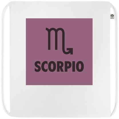 Zodiac Scorpio Design - Premium colored organic cotton drawstring bag_WHITE_front