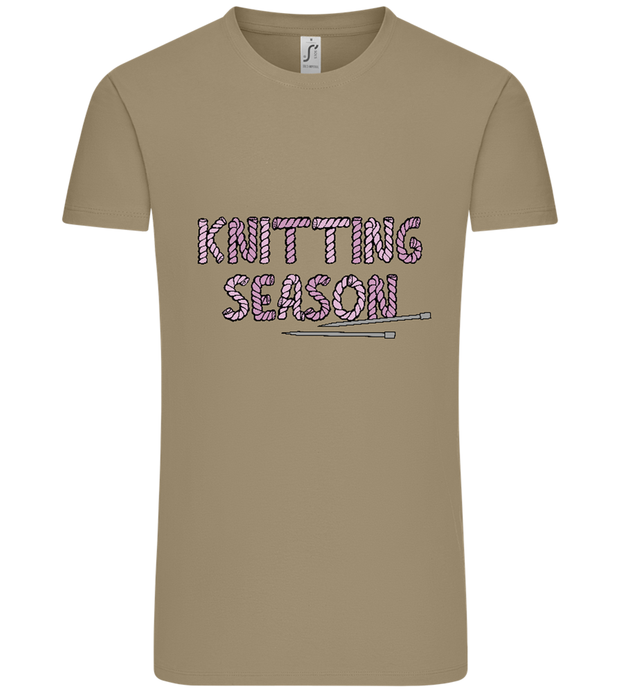 Knitting Season Design - Comfort Unisex T-Shirt_KHAKI_front