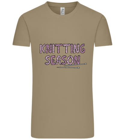 Knitting Season Design - Comfort Unisex T-Shirt_KHAKI_front