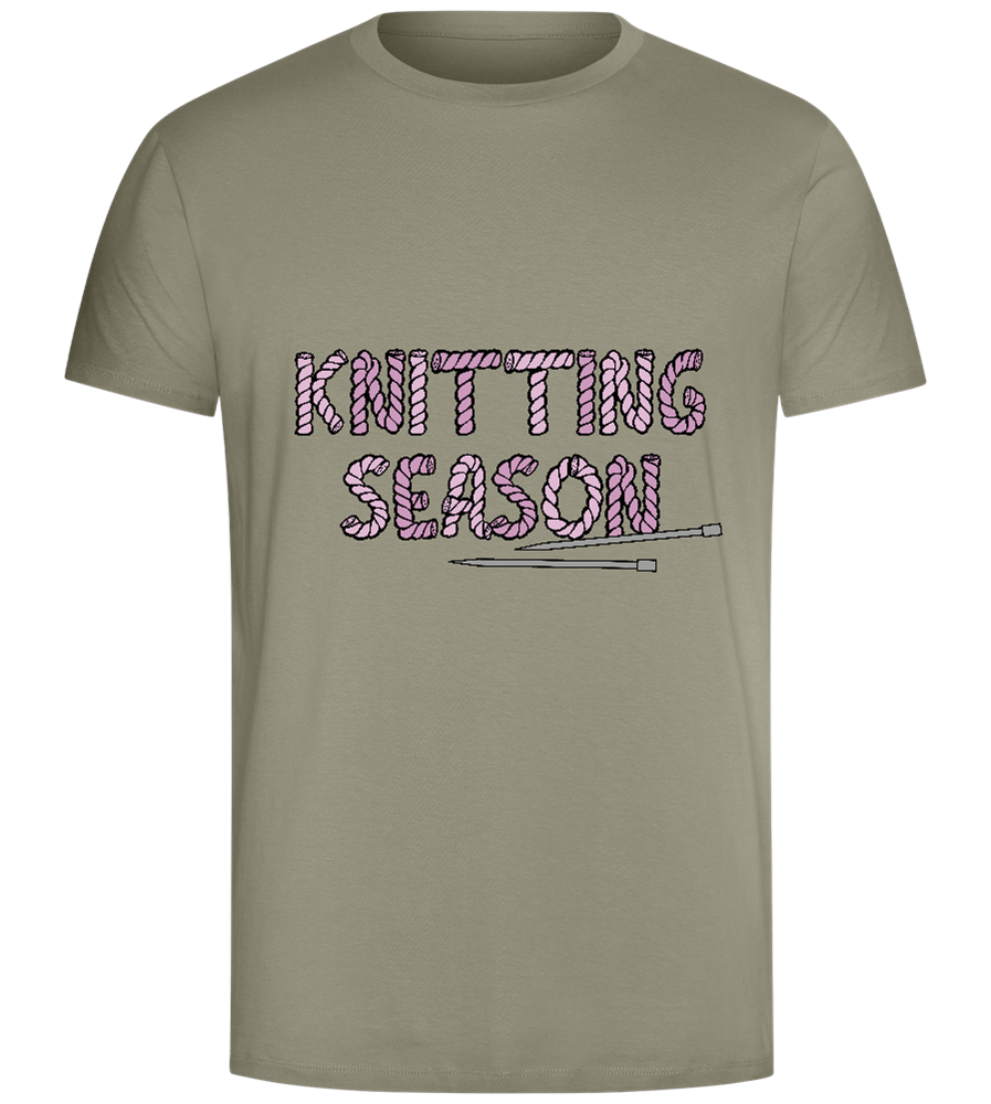 Knitting Season Design - Comfort Unisex T-Shirt_KHAKI_front