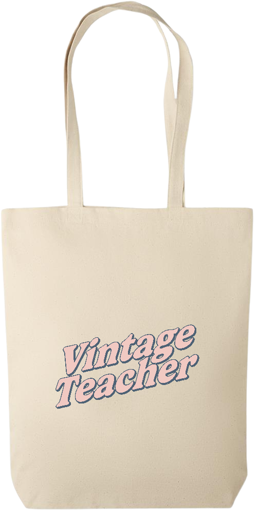 Vintage Teacher Design - Premium canvas cotton tote bag_BEIGE_front