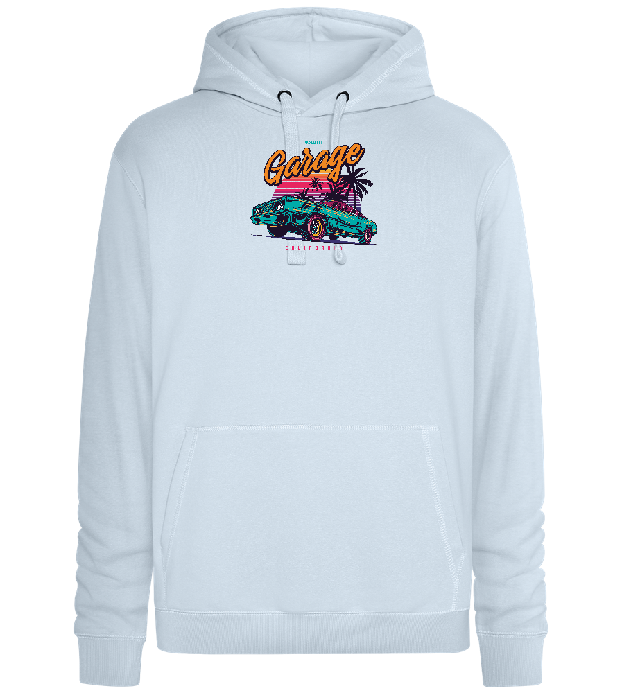 Car Garage Design - Premium unisex hoodie_CREAMY BLUE_front