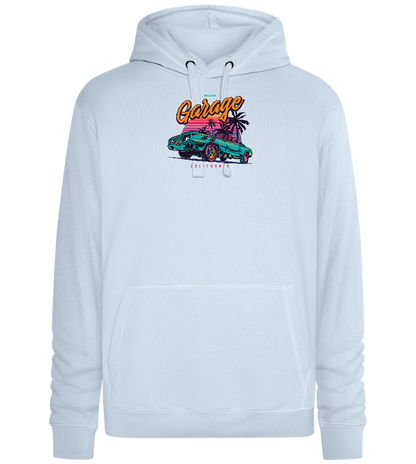 Car Garage Design - Premium unisex hoodie_CREAMY BLUE_front